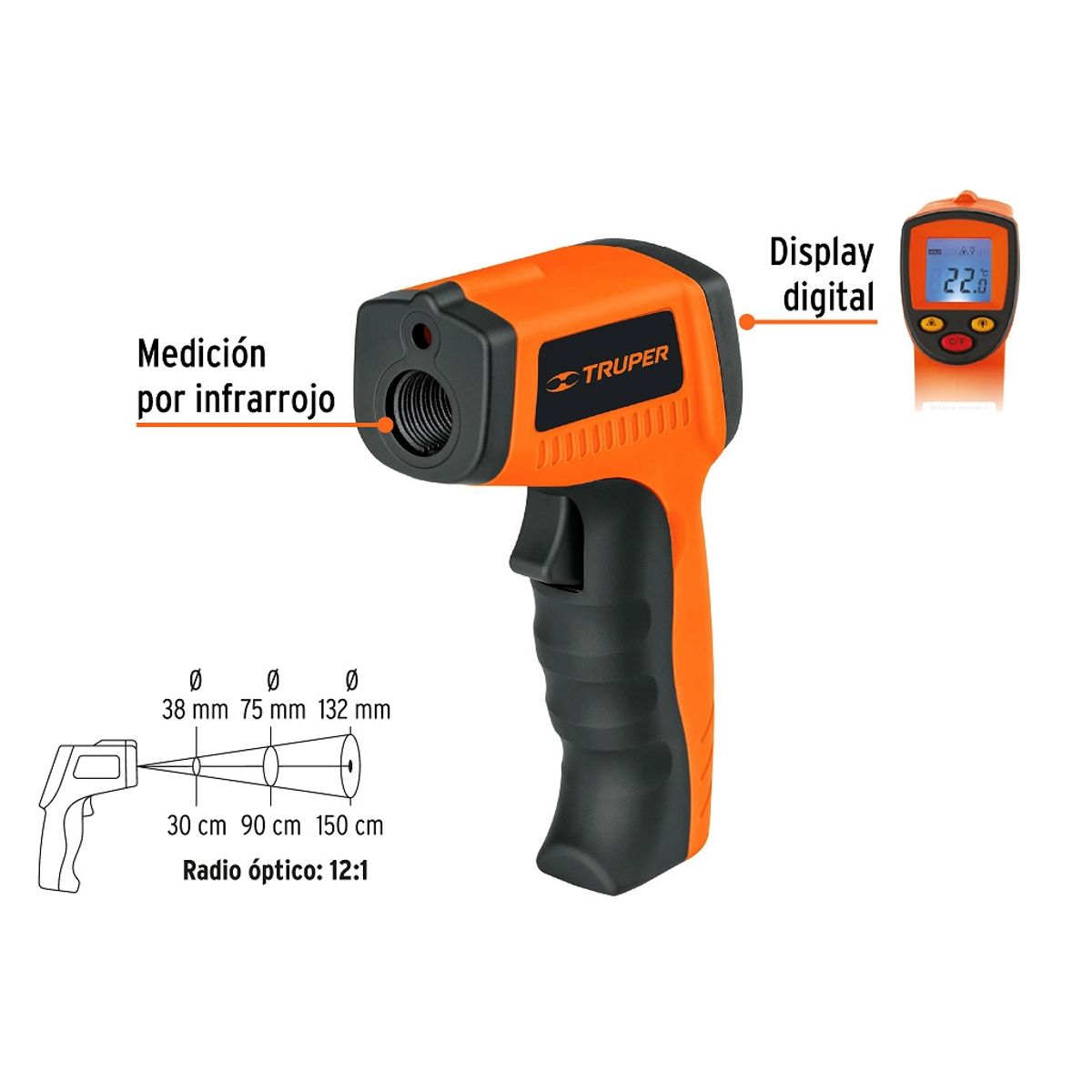 TRUPER - Medidor de Temperatura Infrarrojo de -50°C a 500°C Truper
