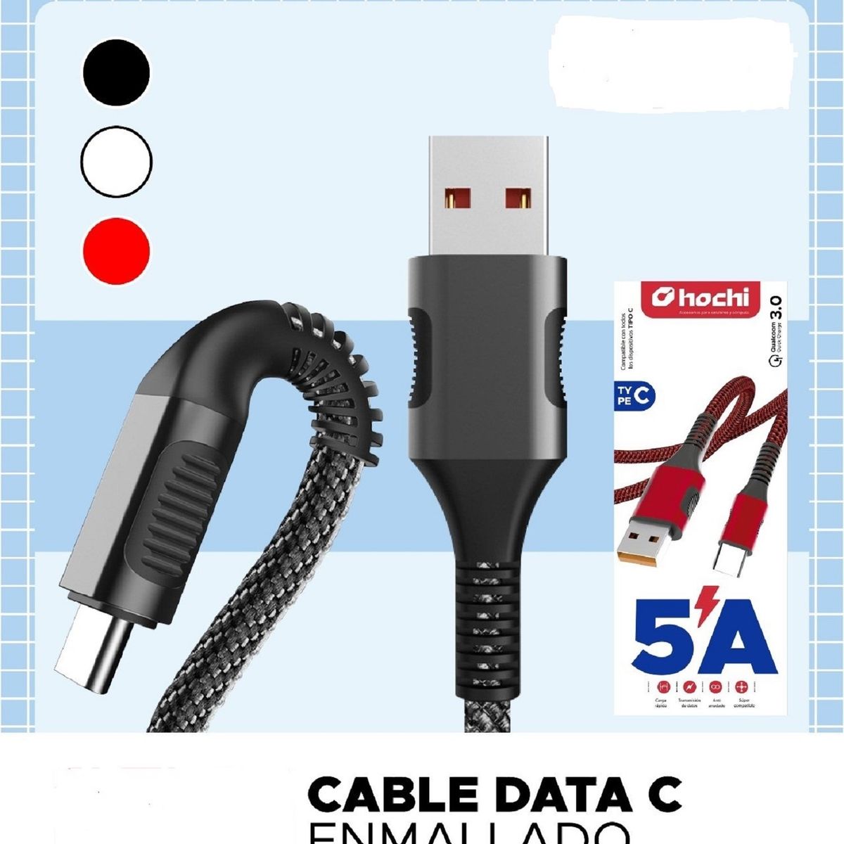 GENERICO - CABLE DE USB A TIPO C ENMALLADO 5A