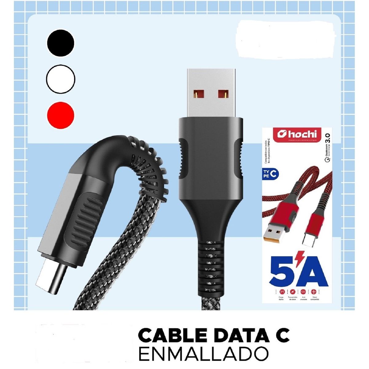 GENERICO - CABLE DE USB A TIPO C ENMALLADO 5A
