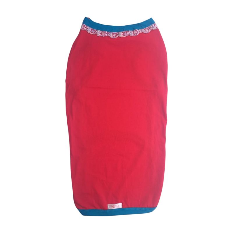 PRETTY CAN - Capa de algodón para perros - Rojo con encaje -Talla 6