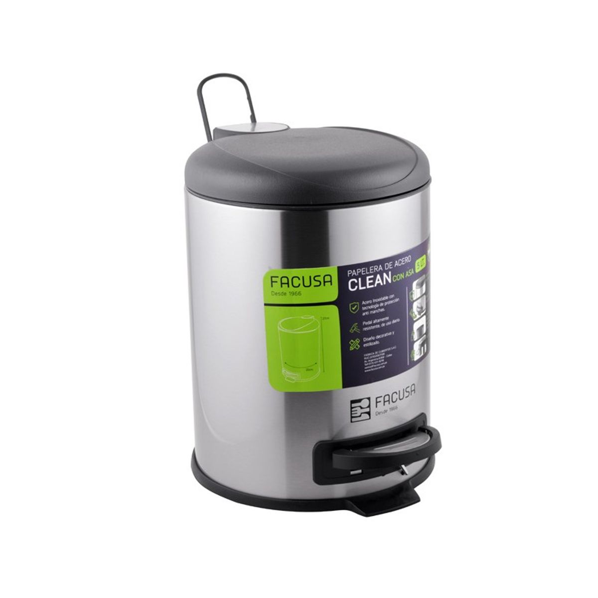 FACUSA - Papelera 5Lt Clean C/asa - 984150501