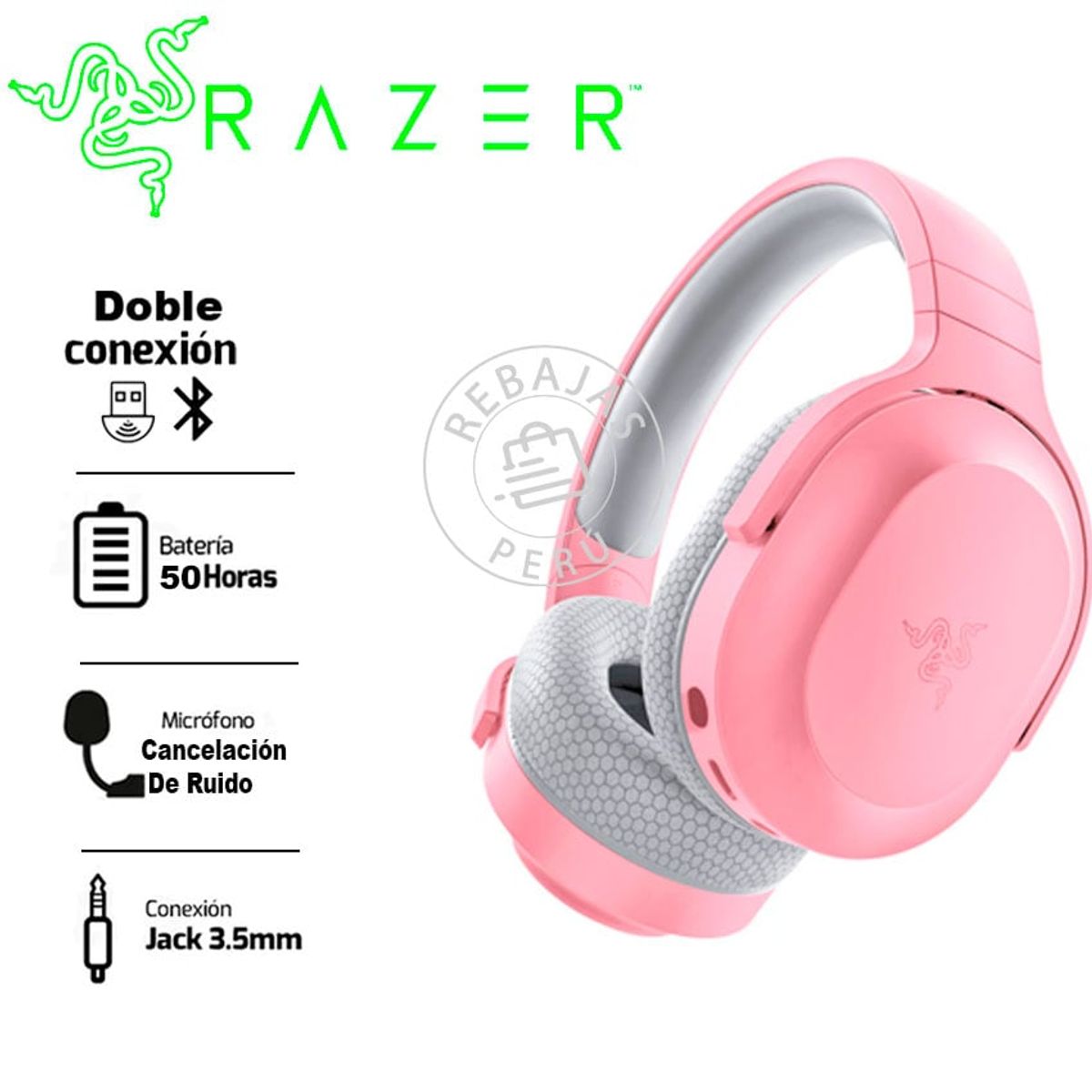 RAZER - Razer Barracuda X 2022 Quartz  Auriculares Inalámbricos y Bluetooth