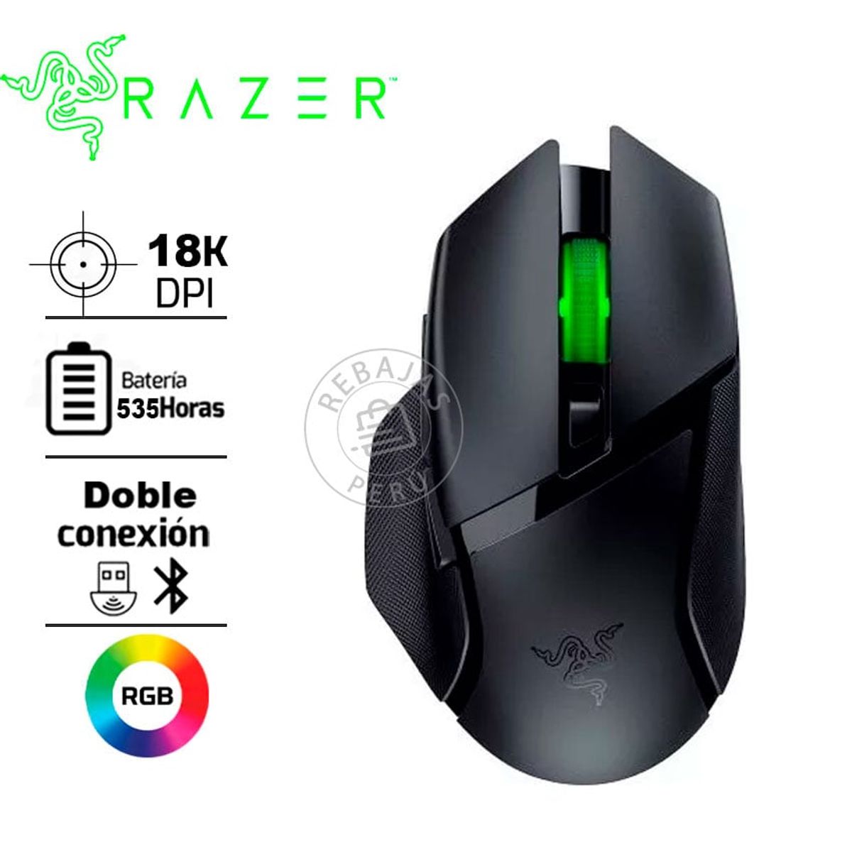 RAZER - Razer Basilisk V3 X Hyperspeed Mouse Wireless 18K DPI RGB Bluetooth