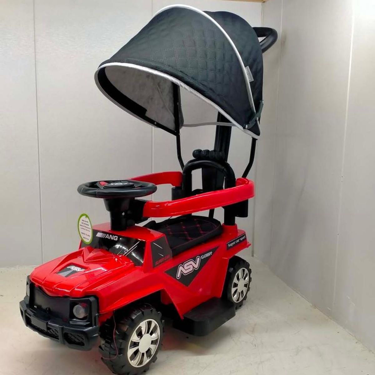 GENERICO - Carrito Correpasillos Musical y Luces con Guiador Asiento de Cuero Rojo