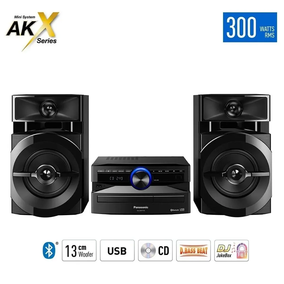 PANASONIC - Equipo de Sonido Panasonic SC-AKX110PSK Bluetooth 300 Watts Negro
