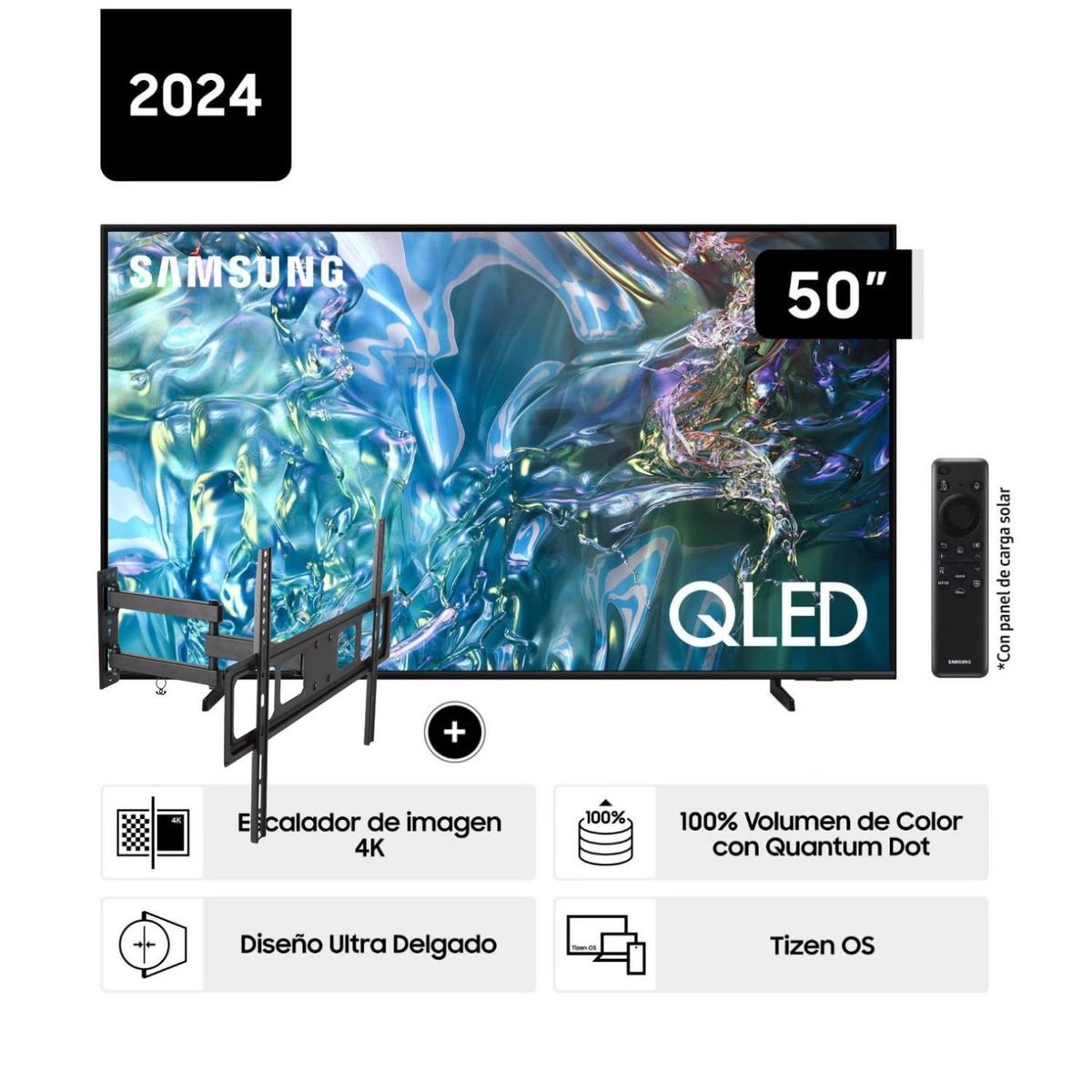 SAMSUNG - Televisor Samsung QLED Tizen OS Smart Tv 50 4K QN50Q60DAGXPE + Rack Giratorio