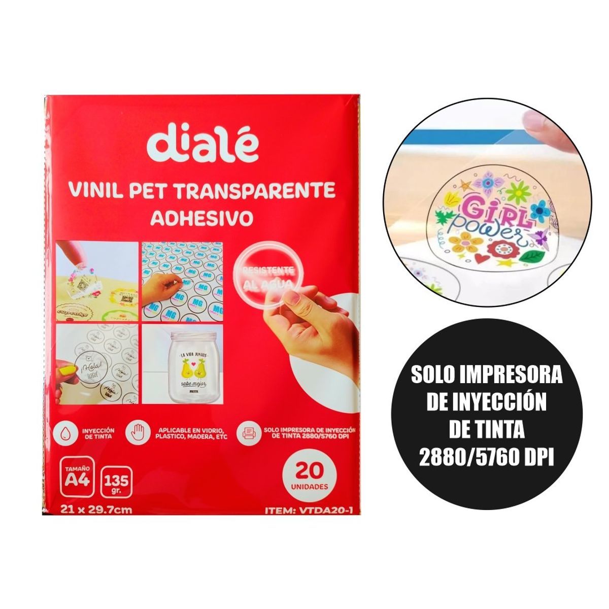 GENERICO - Vinil Transparente Adhesivo de 135 gramos - 20 Hojas A4