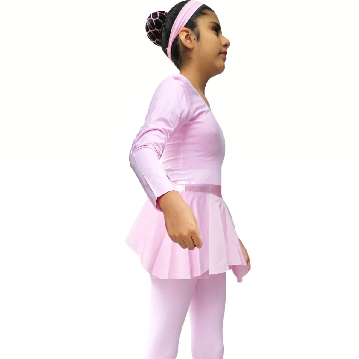 NACIONAL - Ballet Conjunto Manga Larga Falda Envolvente - Rosa