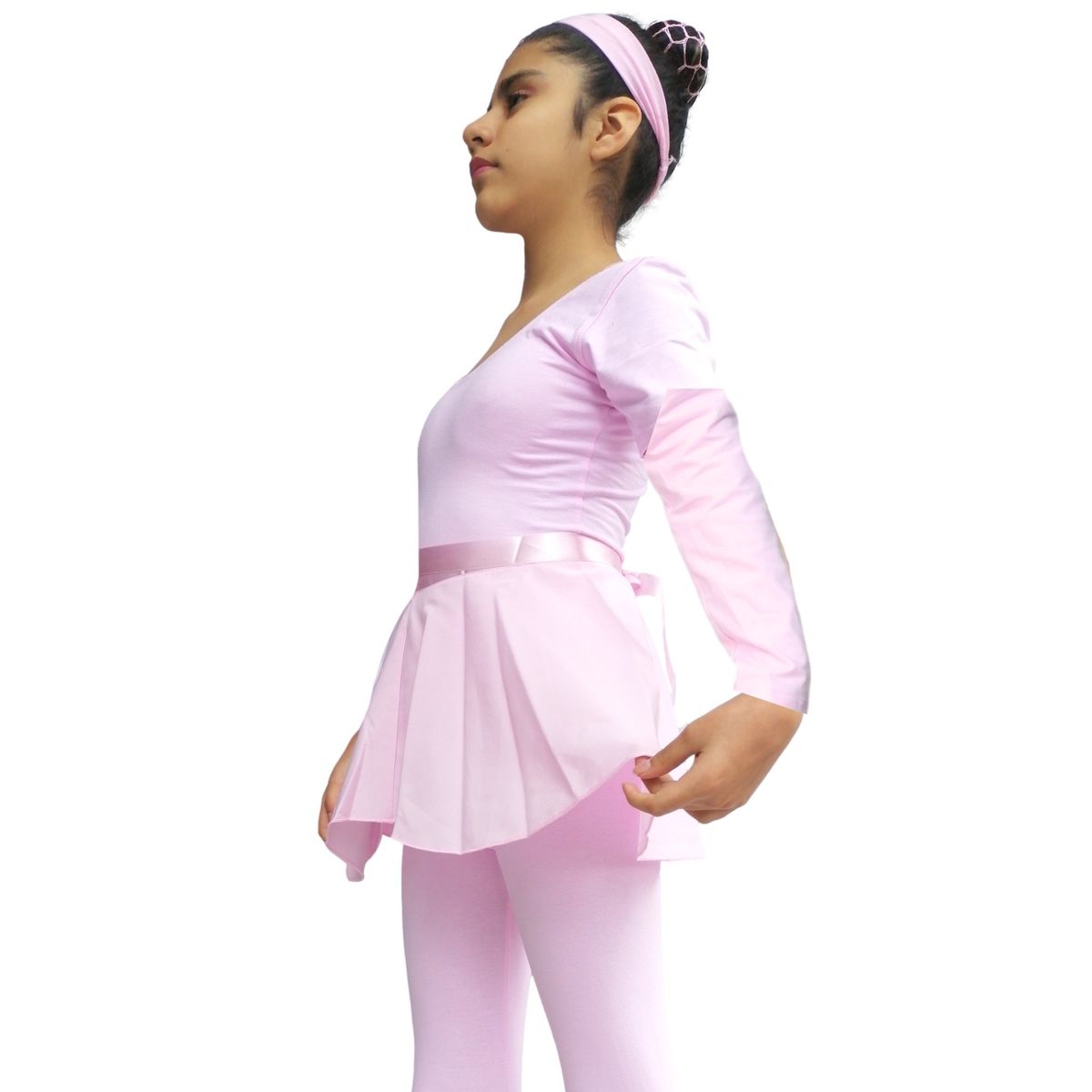 NACIONAL - Ballet Conjunto Manga Larga Falda Envolvente - Rosa