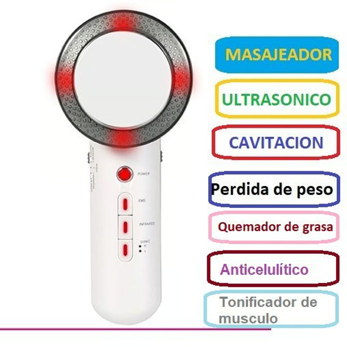 OEM - MASAJEADOR REDUCTOR DE GRASA FACIAL ULTRASONICO INFRARROJO ADELGASAR