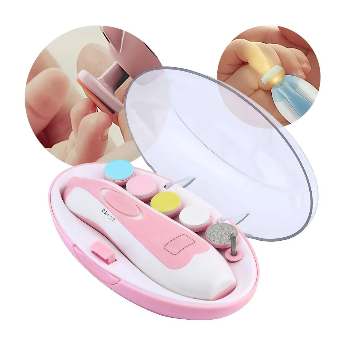 GENERICO - Set Lima Eléctrica de Uñas para Bebé Multifunción - Rosado
