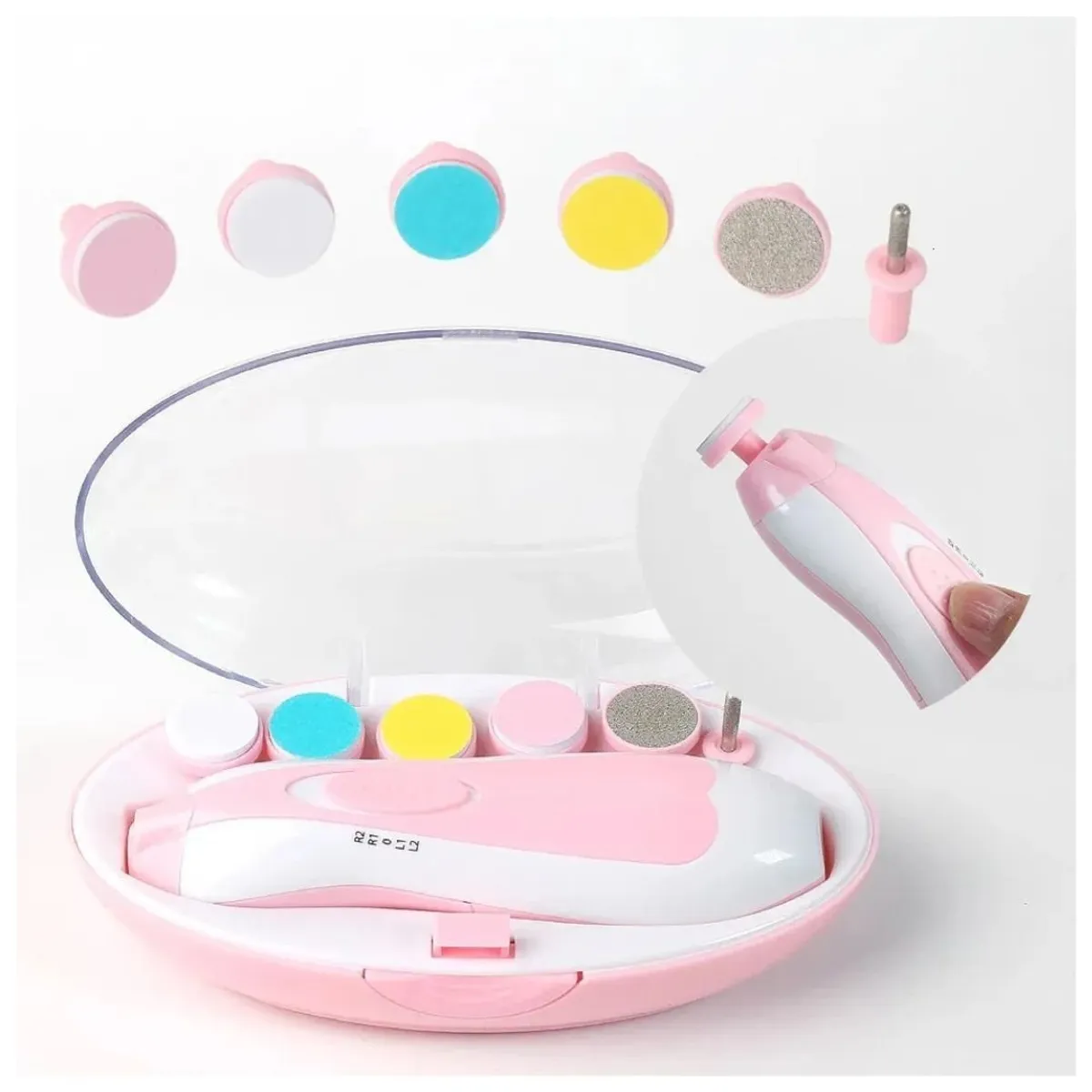 GENERICO - Set Lima Eléctrica de Uñas para Bebé Multifunción - Rosado