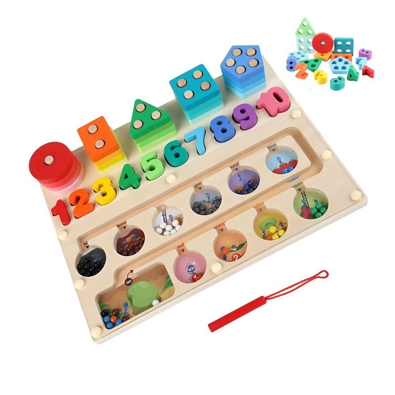 GENERICO - Tablero Didáctico Laberinto Montessori 3 en 1 para Niños - Encaje y Clasificación