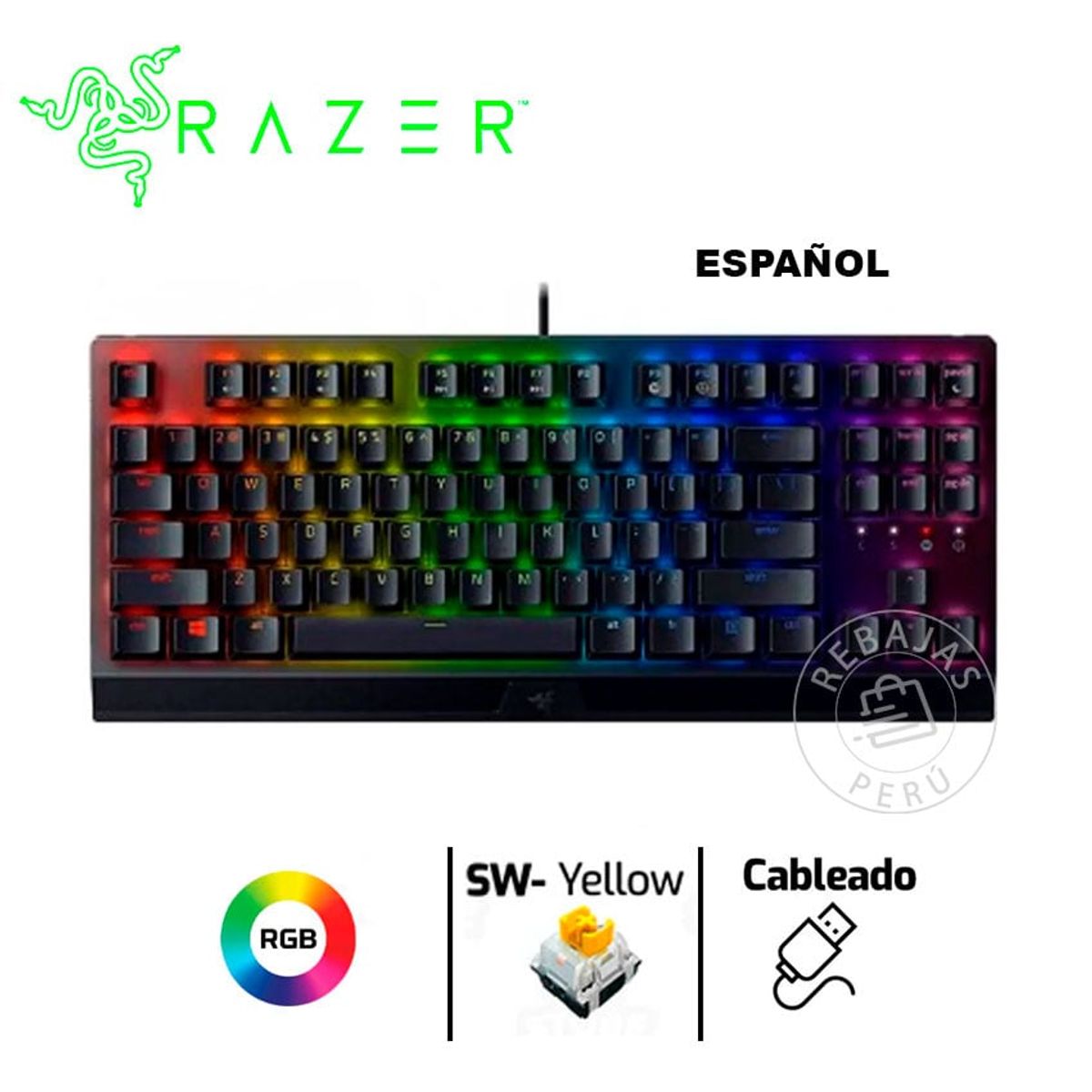 RAZER - Razer BlackWidow V3 TKL Teclado Mecánico Gaming Switch Yellow