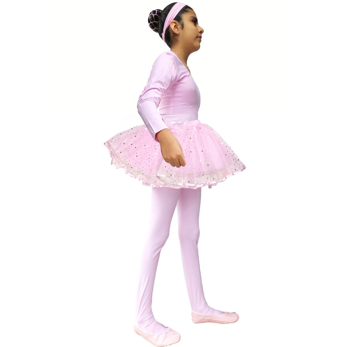 NACIONAL - Ballet Conjunto Manga Larga Tutú Dos Capas - Rosa