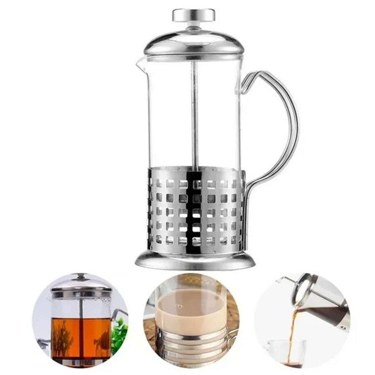 GENERICO - Cafetera de Prensa Francesa de Vidrio y Acero 800 ml