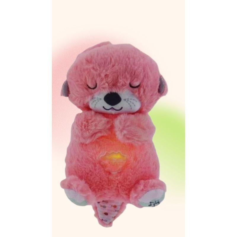 GENERICO - PELUCHE NUTRIA HIPOALERGÉNICO LUZ MUSICAL RESPIRACIÓN ROSADO