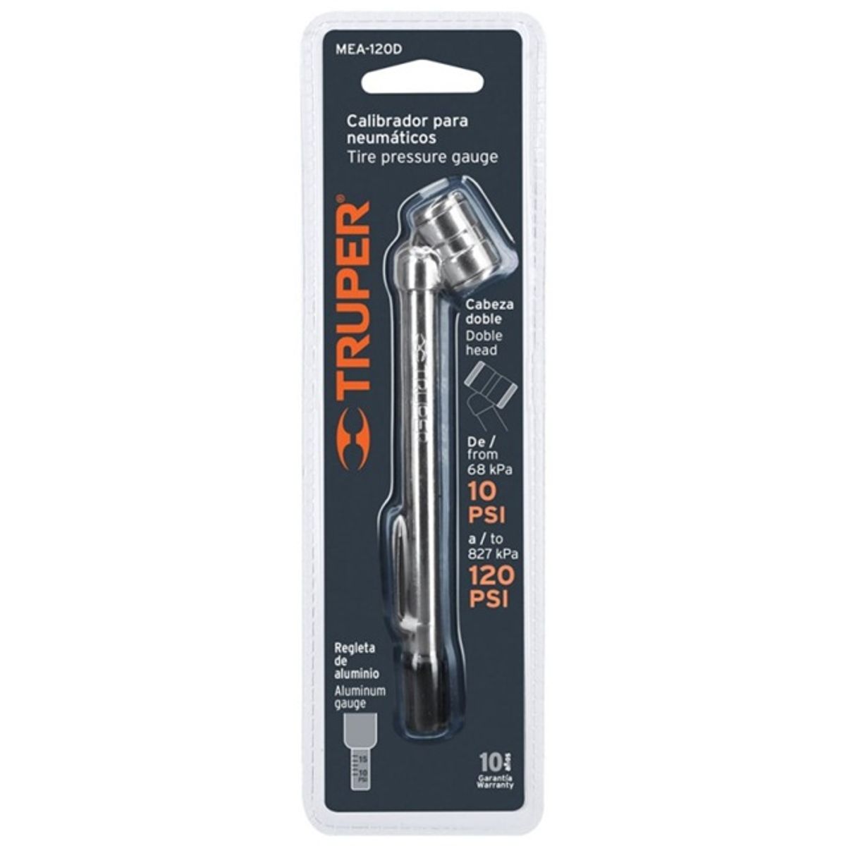 TRUPER - MEDIDOR DOBLE DE AIRE 10-120 PSI 19099 TRUPER
