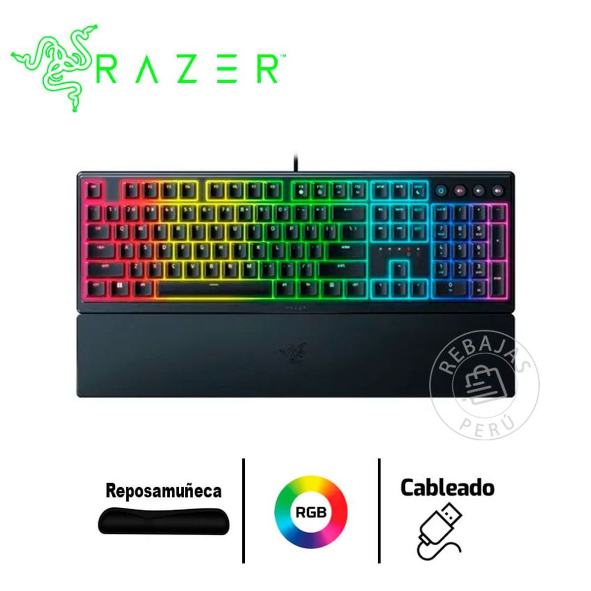 RAZER - Razer Ornata V3 Teclado Gaming Low Profile Mecha-Membrane Negro