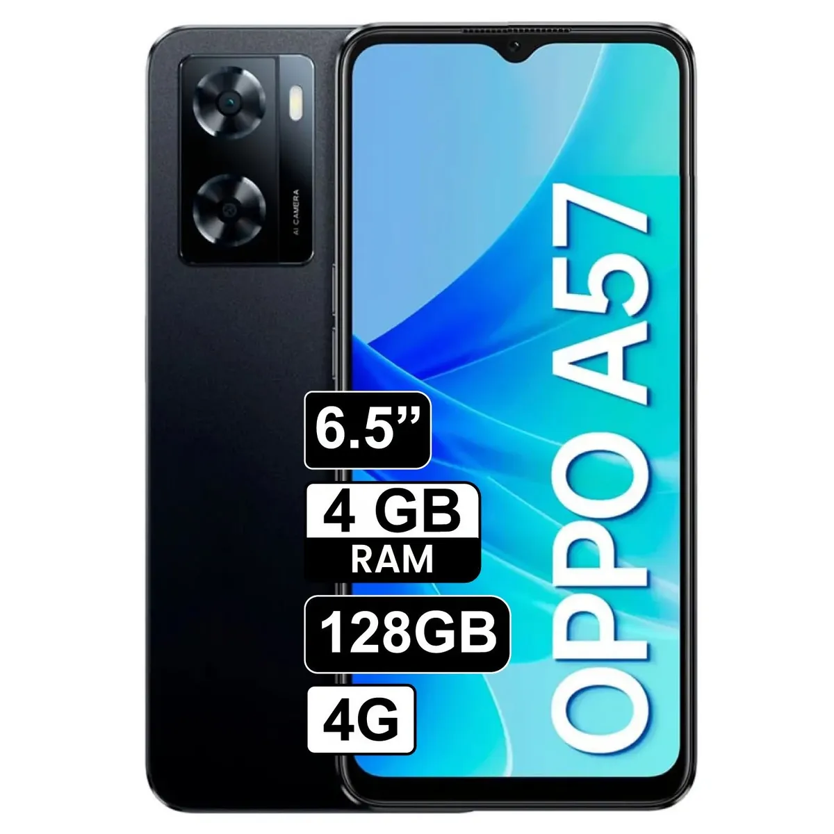 OPPO - Celular Oppo A57 128GB, 4GB ram, cámara principal 13 + 2MP, frontal 8MP, 6.56", negro