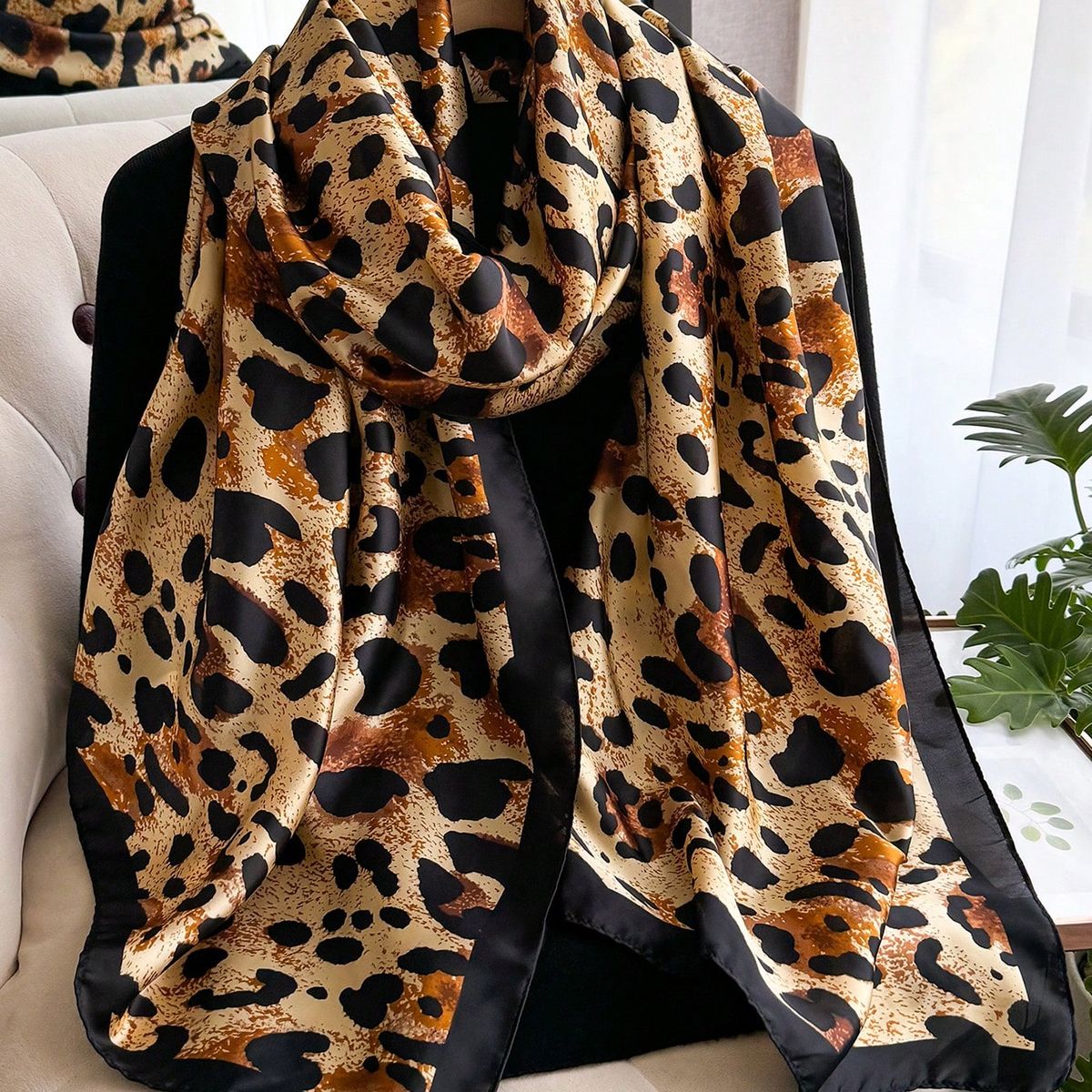 KAST PE - Bufanda Pashmina Blissia Camell pañuelo Leopard Print