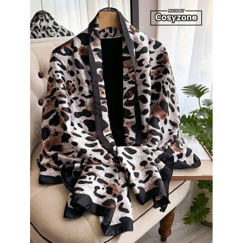 KAST PE - Bufanda Pashmina Blissia Crema con estampado Leopard Print