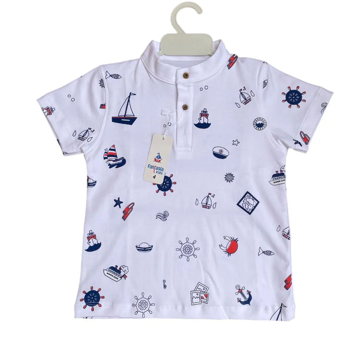 GENERICO - Polo Para Niños Cuello Neru Modelo Barquito