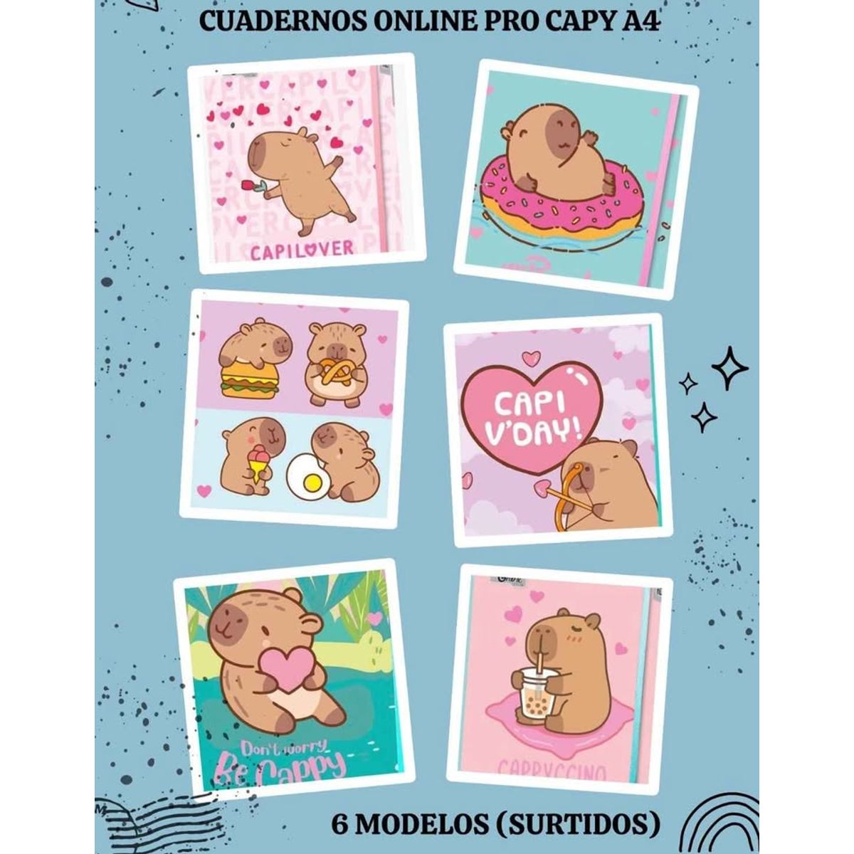 GENERICO - CUADERNOS CAPIBARA PACK X6 - 150 HOJAS A4