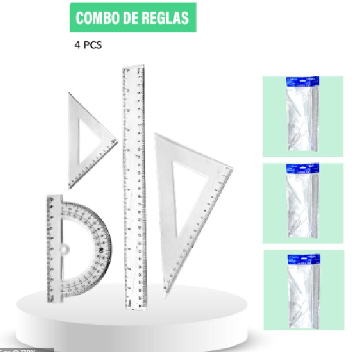GENERICO - Juego De Escuadras 30CM