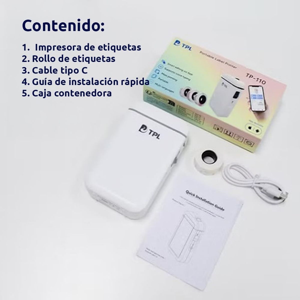 JPSYSTEMS - Impresora Térmica Portátil TPL Etiqueta Adhesiva 15mm Bluetooth Android IOS TP110