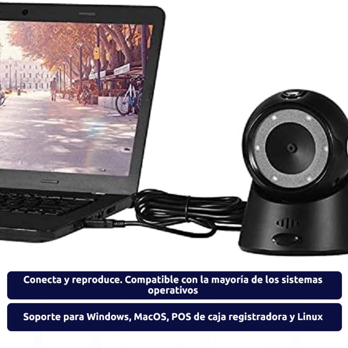 JPSYSTEMS - Lector escaner de código de barras alámbrico de mesa USB omnidireccional 2D 1D YHD-9100D