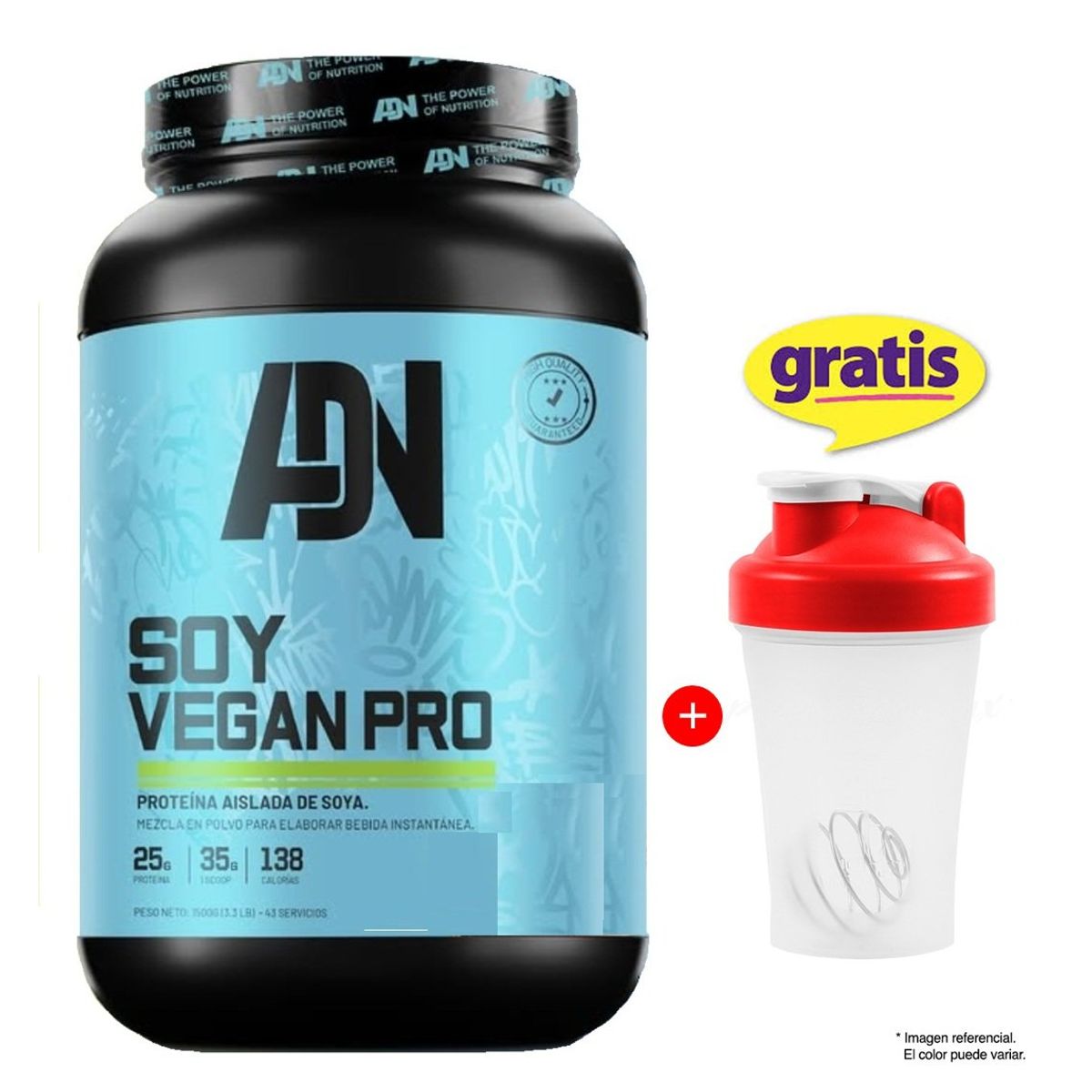 ADN - Proteína ADN Nutrition Soy Vegan 1.5 kg Chocolate + Shaker