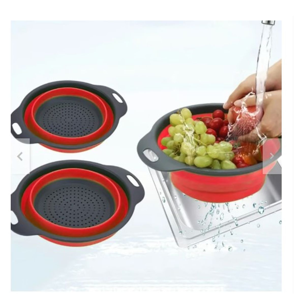 GENERICO - pack 2 Coladores Plegable  Plastico Silicona Redondo 24 Cm