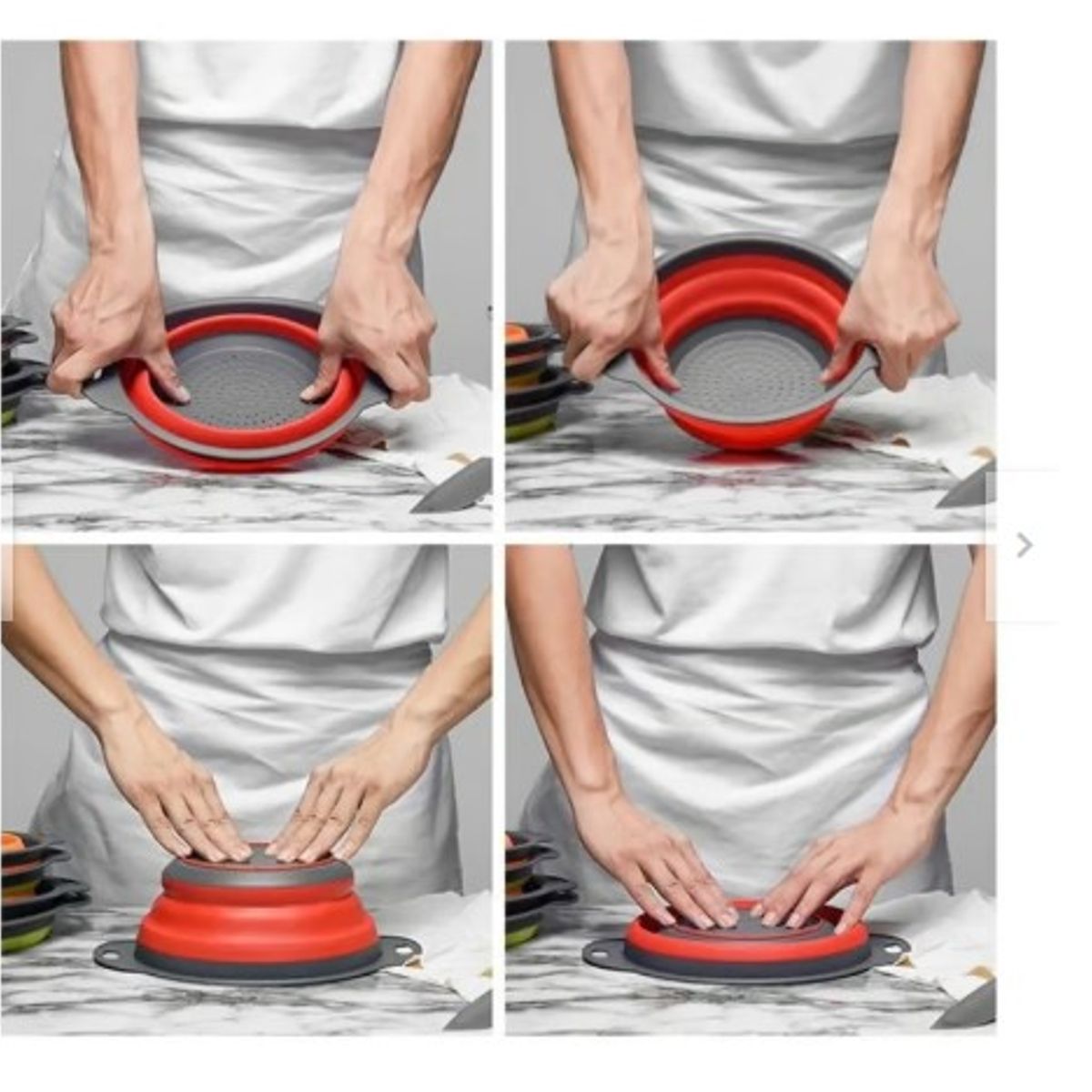 GENERICO - pack 2 Coladores Plegable  Plastico Silicona Redondo 24 Cm