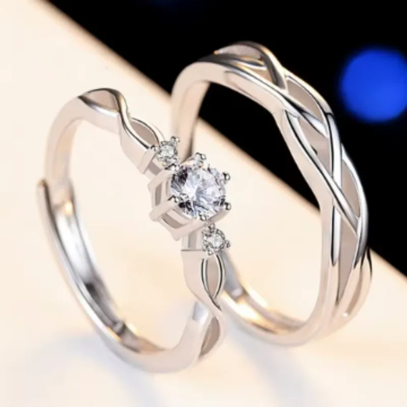 GENERICO - Anillo de pareja ajustables - Aro de Amor infinito y Elegancia