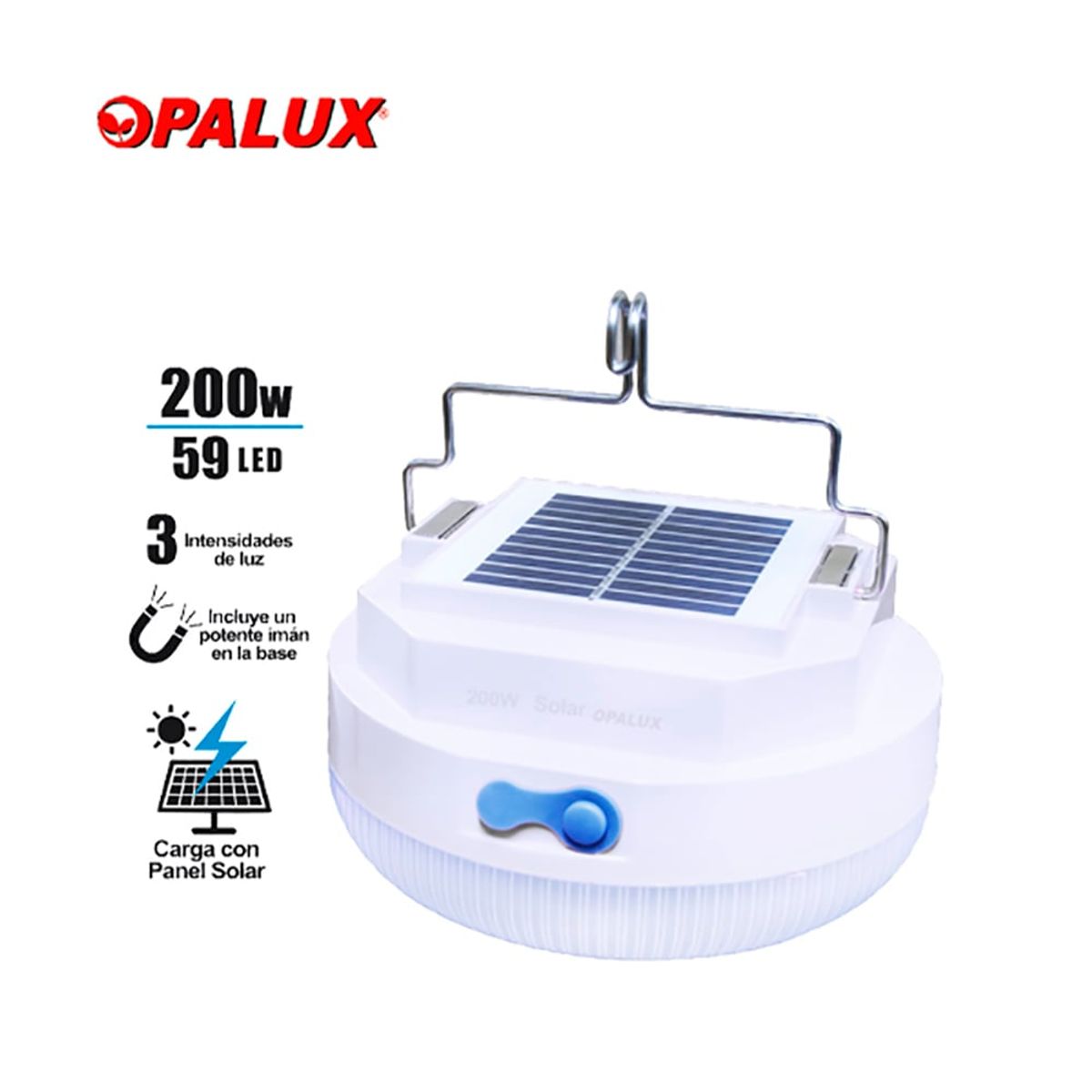 OPALUX - LAMPARA PORTATIL RECARGABLE CON PANEL SOLAR 200W OP-FD200W