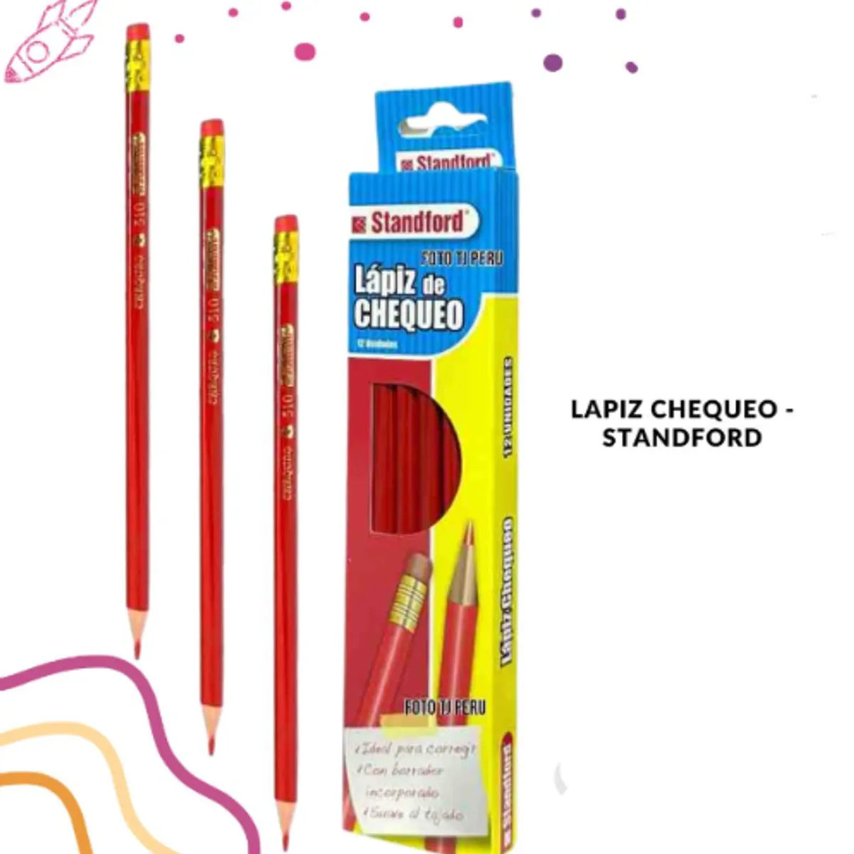 GENERICO - Lápiz Chequeo Rojo X 12 Und