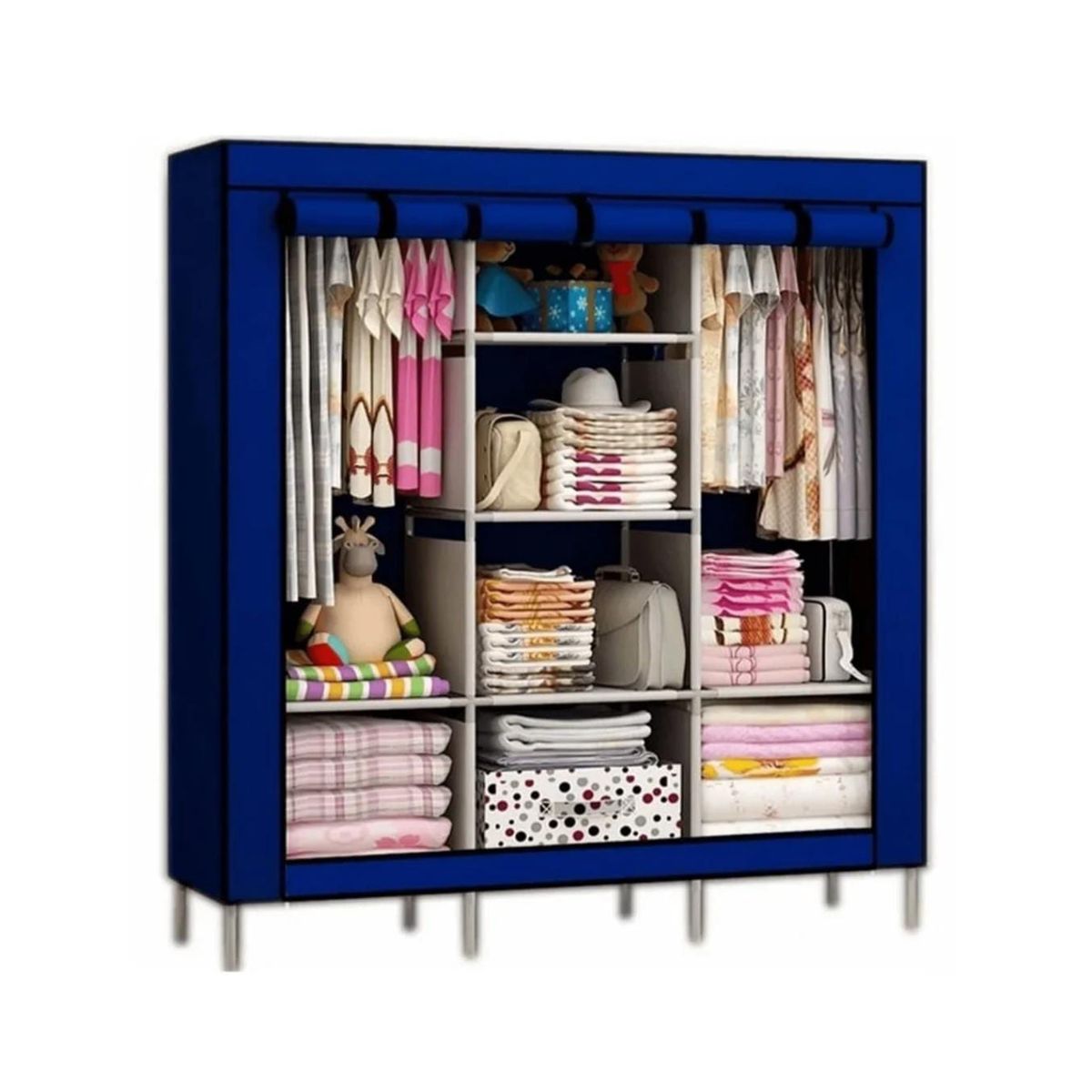 GENERICO - ROPERO ARMABLE DE 3 CUERPOS COLOR AZUL