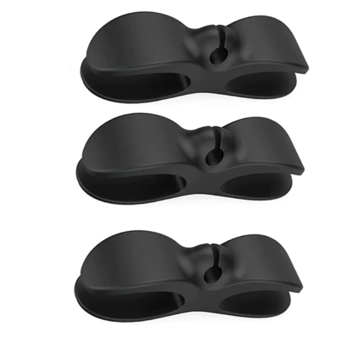 GENERICO - Pack de 3 Organizadores De Cables Color Negro