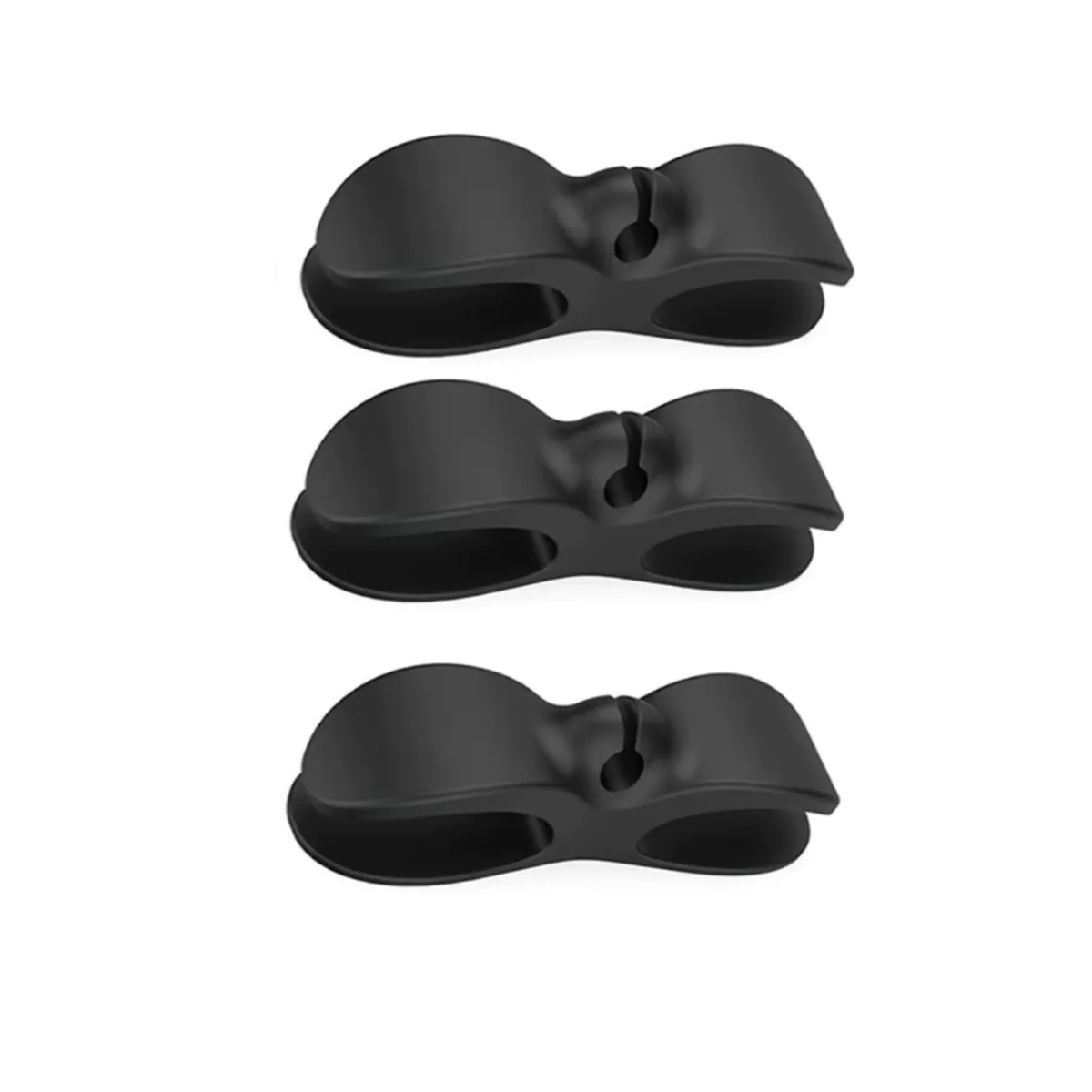 GENERICO - Pack de 3 Organizadores De Cables Color Negro