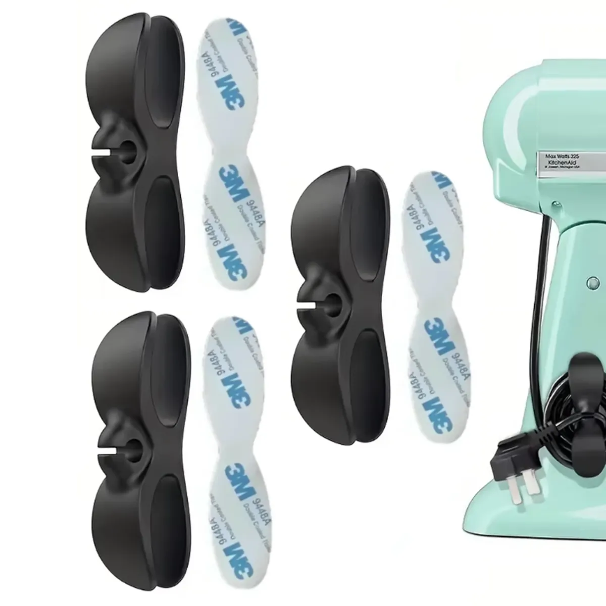 GENERICO - Pack de 3 Organizadores De Cables Color Negro