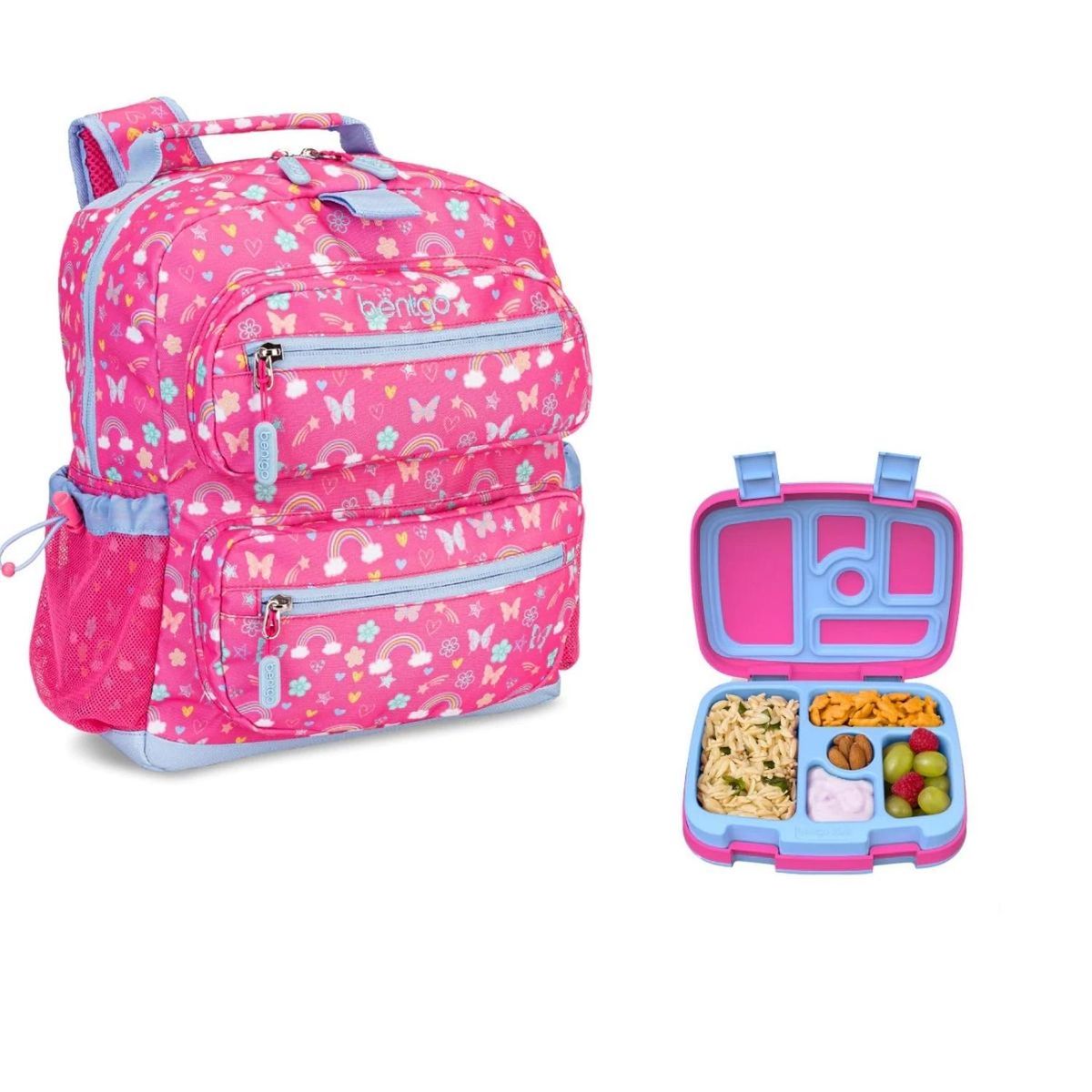 BENTGO - Set Lonchera y Mochila Escolar Bentgo Kids - Arcoiris y Mariposas