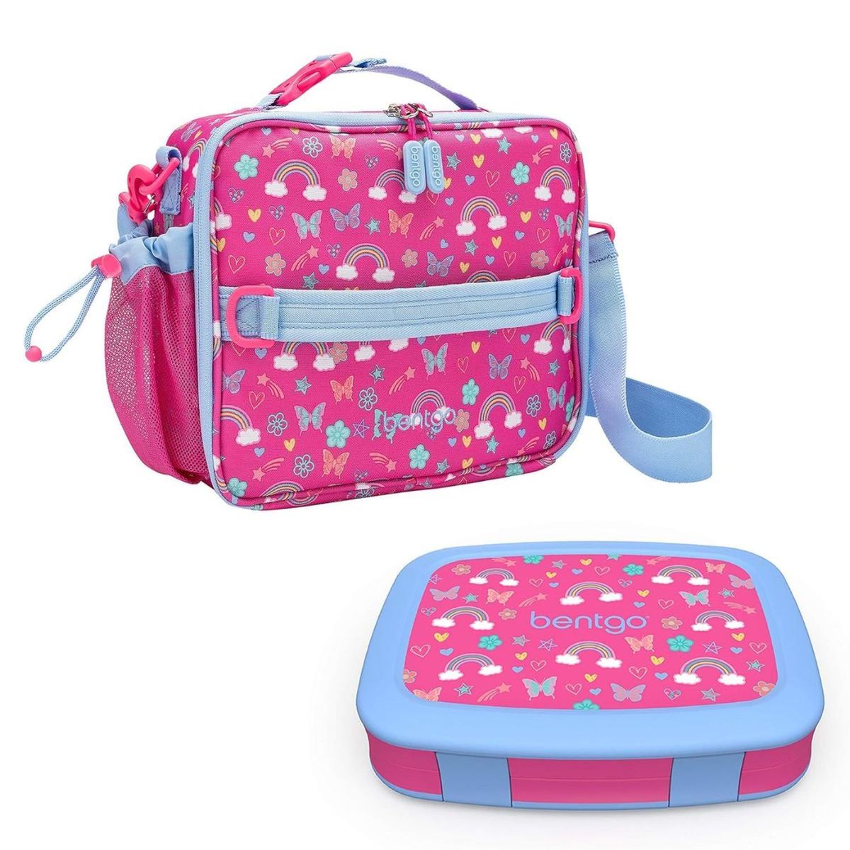 BENTGO - Set Lonchera y Porta Lonchera Bentgo Kids - Mariposas y Arcoiris