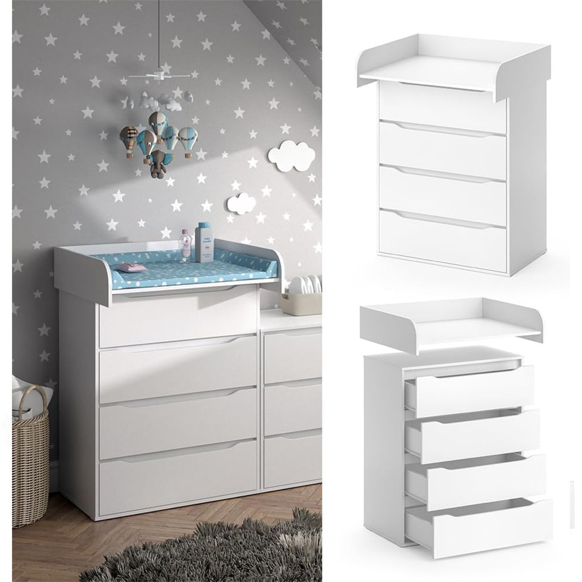 DIBA MUEBLES - Comoda Cambiador Bebe Moderna Riko - DIBA Muebles