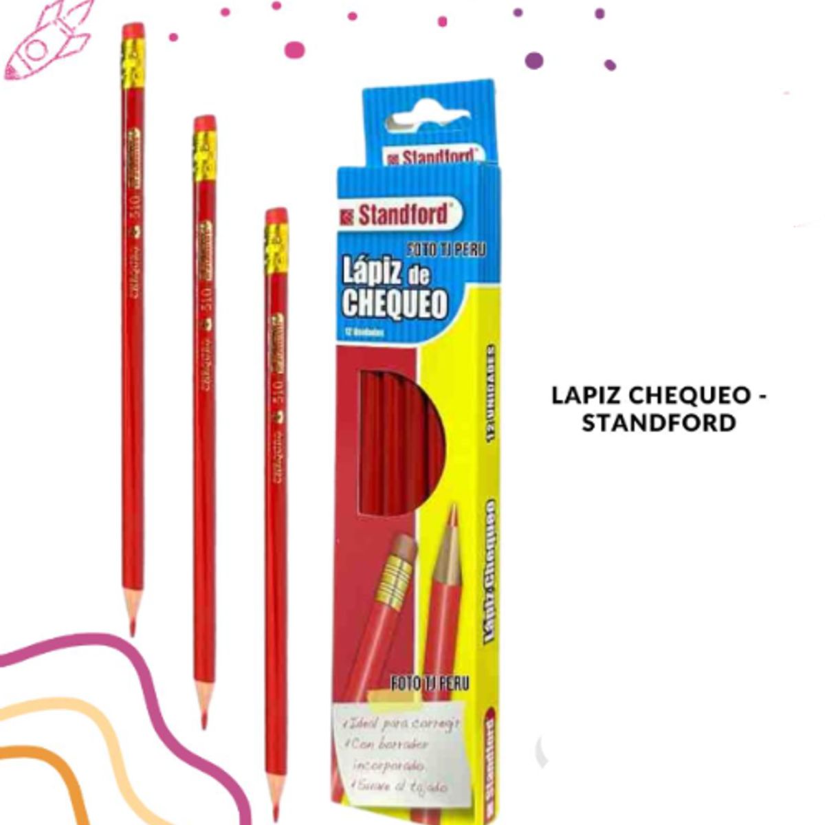 GENERICO - Lápiz Chequeo Rojo X 12 Und