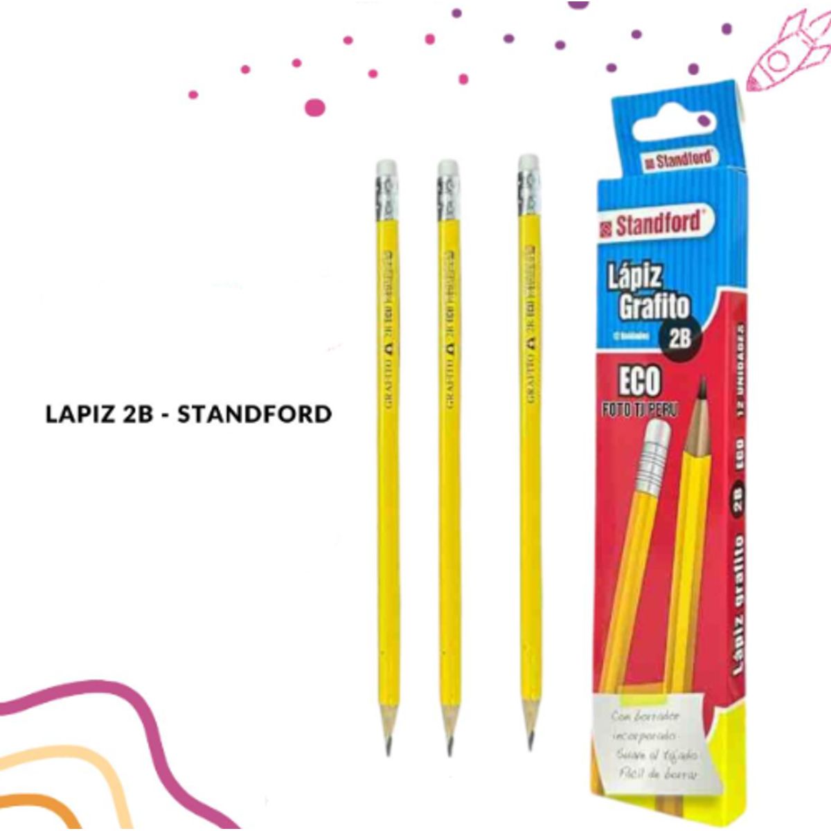 GENERICO - Lápiz grafito 2B caja X12 UND