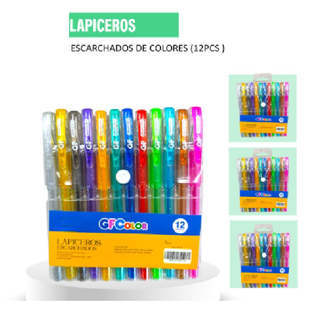 GENERICO - Bolígrafos Escarchados X 12 Colores