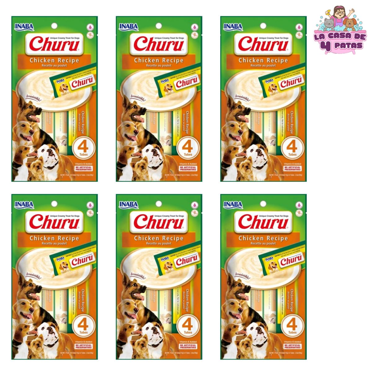 INABA - Churu para PERROS snack cremoso de POLLO PACK 6