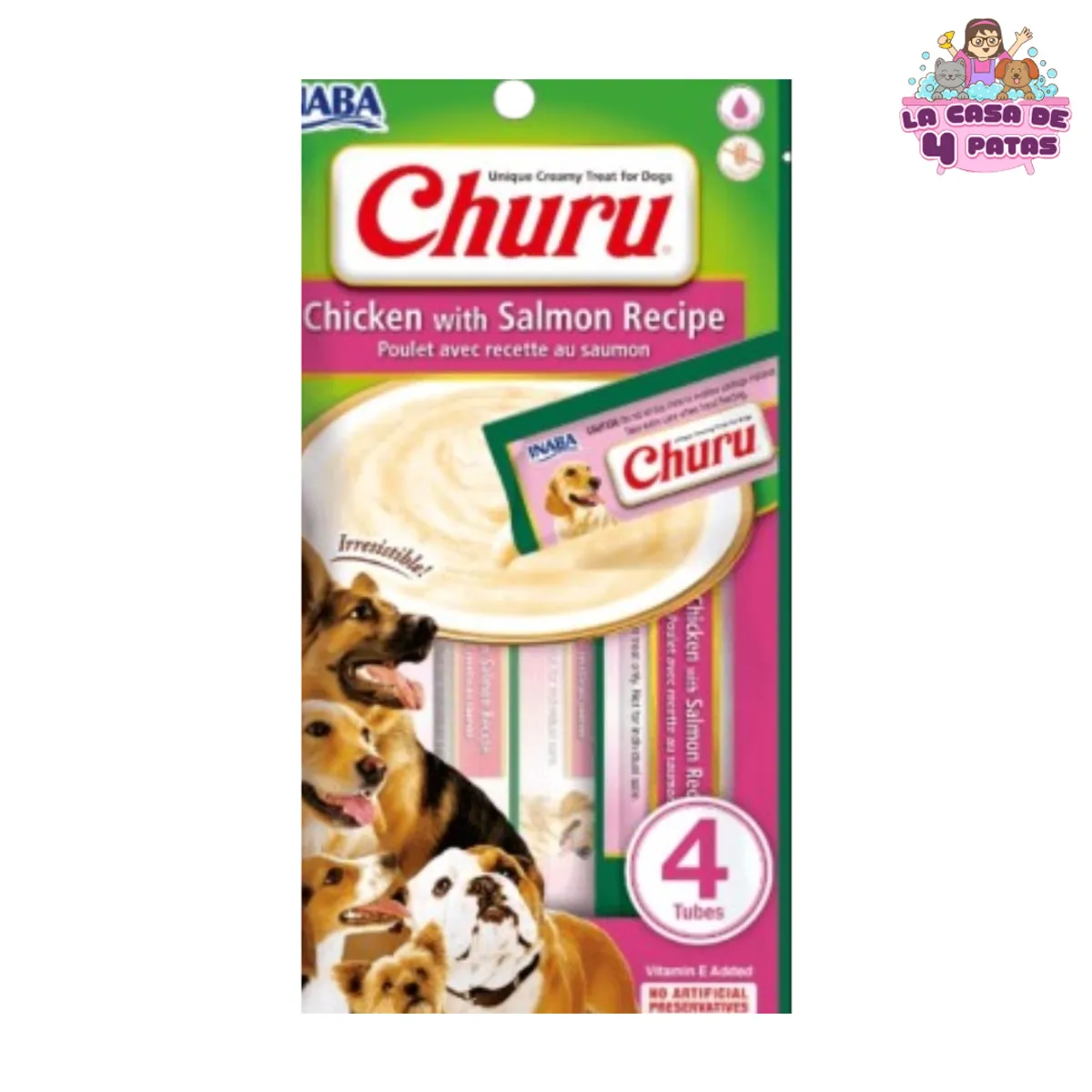 INABA - Churu para PERROS Snack cremoso de POLLO CON SALMON PACK 6