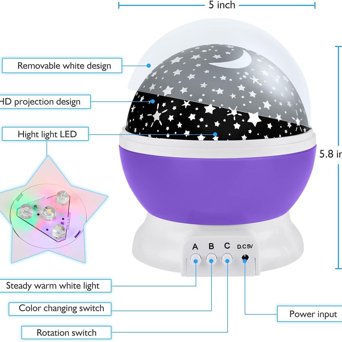 GENERICO - Lámpara Proyector De Noche Giratorio Para Dormir Luz LED